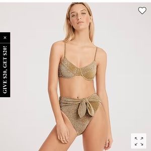 J.Crew High-cut bikini bottom in sparkle (XS) and underwire bikini top (36A) NWT